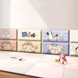 Galloping Jungle Zebras Kids Wall Padded Safety Cushions-Anti Collision Padded Wall Stickers