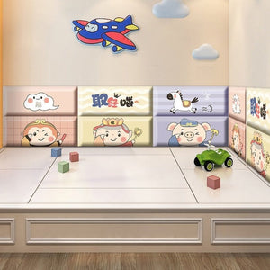 Galloping Jungle Zebras Kids Wall Padded Safety Cushions-Anti Collision Padded Wall Stickers