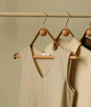 Genuine Leather Solid Oak Wood Hangers for Clothes-Drying Racks & Hangers