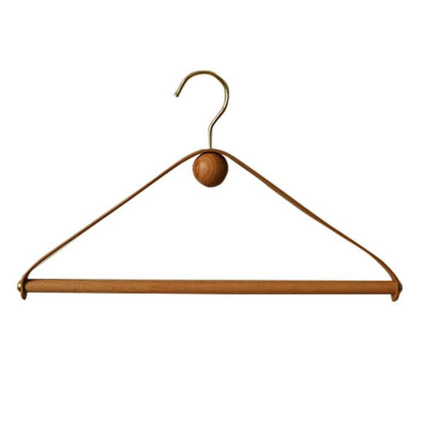 Genuine Leather Solid Oak Wood Hangers for Clothes-Drying Racks & Hangers