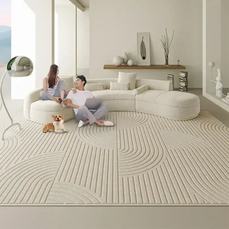 Geometric 3D Diatom Silk Rug for Living Room - Elegant & Durable-Rugs & Carpets