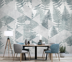Geometric Green Leaf Pattern Wallpaper Murals-Geometric Shapes Wallpaper