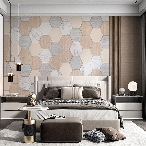 Geometric Hexagon Wallpaper for Home Wall Decor-Geometric Shapes Wallpaper