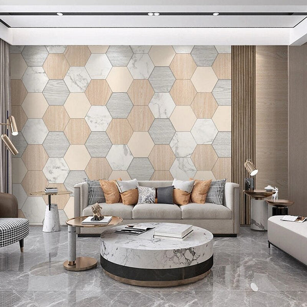 Geometric Hexagon Wallpaper for Home Wall Decor-Geometric Shapes Wallpaper