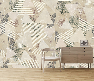 Geometric Leaf Pattern Wallpaper Murals for Wall Decor-Geometric Shapes Wallpaper