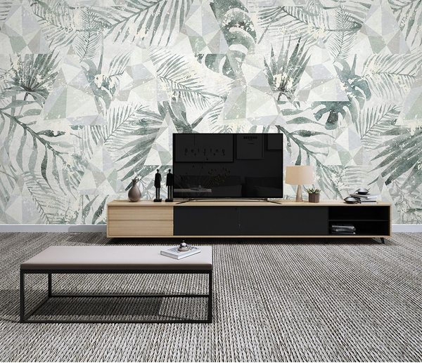 Geometric Leafs Design - Tropical Wallpaper Murals-Flower & Leaf Wallpaper