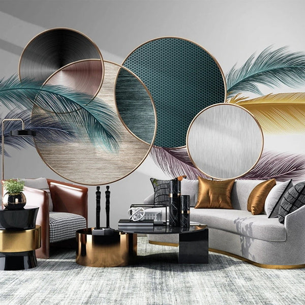 Geometric Leafs Wallpaper: Transform Your Space-Flower & Leaf Wallpaper