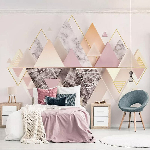 Geometric Mountains Triangle Wallpaper for Home Wall Decor-Geometric Shapes Wallpaper