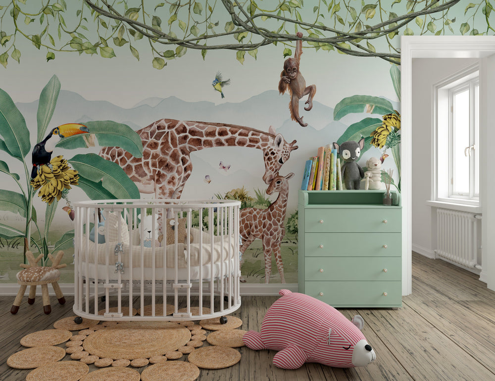 Get Mesmerized with Giraffe Love – Kids Room Wallpaper Mural-Kids Room Wallpaper