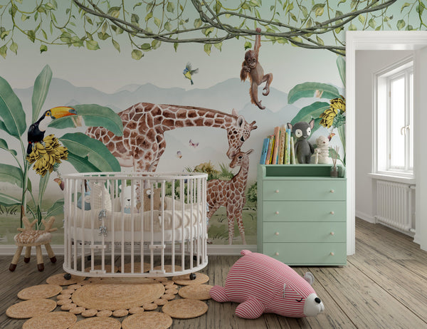 Get Mesmerized with Giraffe Love – Kids Room Wallpaper Mural-Kids Room Wallpaper