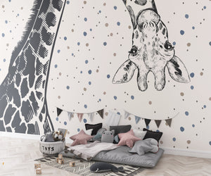 Giraffe Peek a Boo - Kids Room Wallpaper Mural-Kids Room Wallpaper