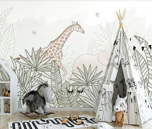 Giraffe Safari Adventure: Kids Room Wallpaper Mural-Kids Room Wallpaper