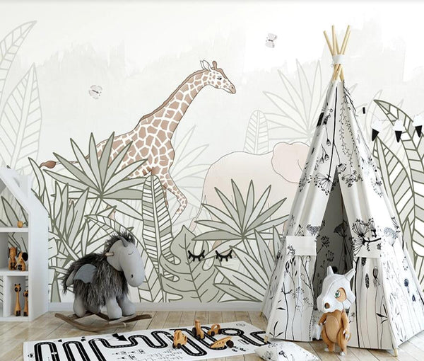 Giraffe Safari Adventure: Kids Room Wallpaper Mural-Kids Room Wallpaper