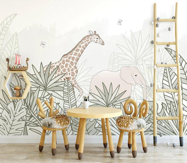 Giraffe Safari Adventure: Kids Room Wallpaper Mural-Kids Room Wallpaper