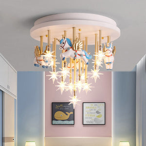 Girls Merry Go Roond Horses Ceiling Light | Kids Room Decor Lights-Kids Room Nursery Lighting