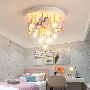Girls Merry Go Roond Horses Ceiling Light | Kids Room Decor Lights-Kids Room Nursery Lighting