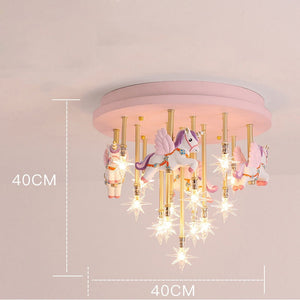 Girls Merry Go Roond Horses Ceiling Light | Kids Room Decor Lights-Kids Room Nursery Lighting
