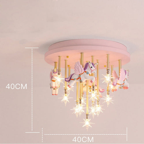 Girls Merry Go Roond Horses Ceiling Light | Kids Room Decor Lights-Kids Room Nursery Lighting