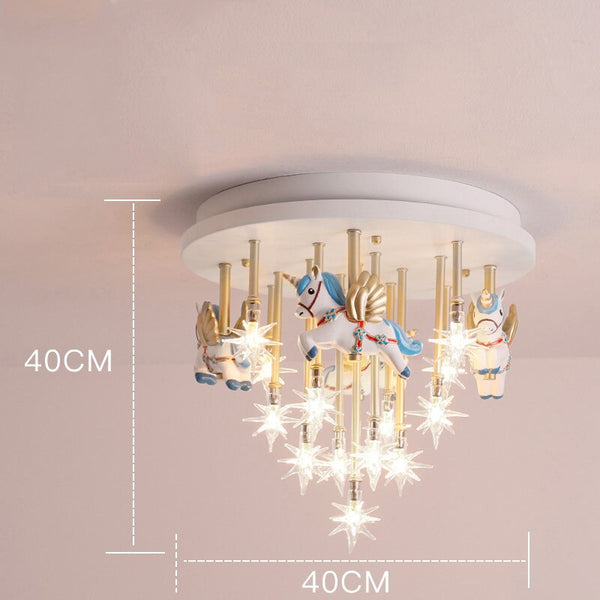 Girls Merry Go Roond Horses Ceiling Light | Kids Room Decor Lights-Kids Room Nursery Lighting