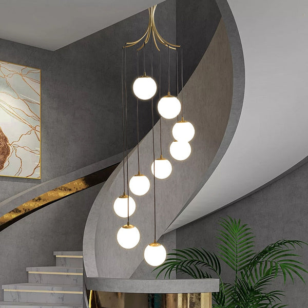 Glass Ball Pendant Chandelier: Elegant Lighting Fixture-Staircase Chandelier