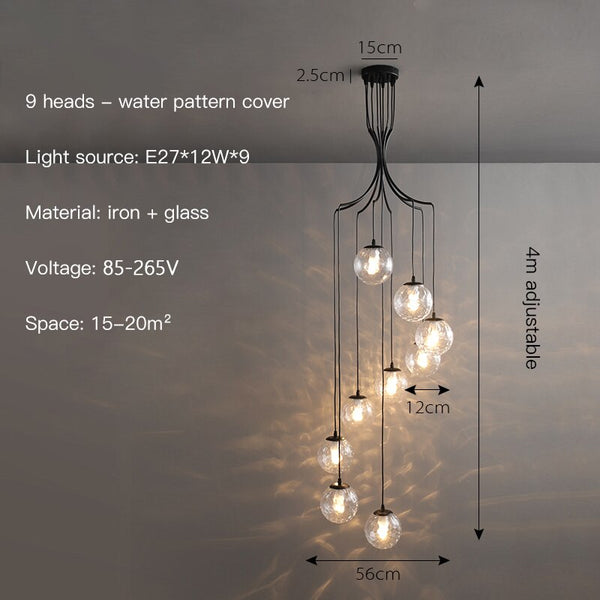 Glass Ball Pendant Chandelier: Elegant Lighting Fixture-Staircase Chandelier