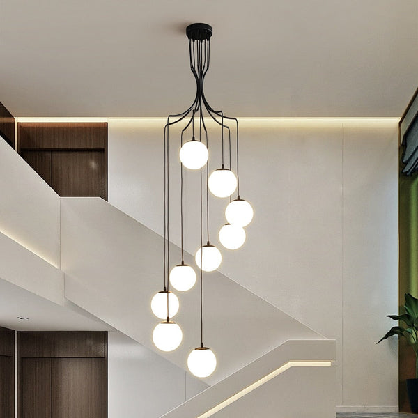 Glass Ball Pendant Chandelier: Elegant Lighting Fixture-Staircase Chandelier