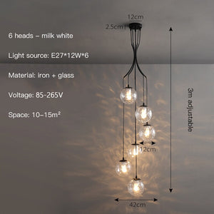 Glass Ball Pendant Chandelier: Elegant Lighting Fixture-Staircase Chandelier