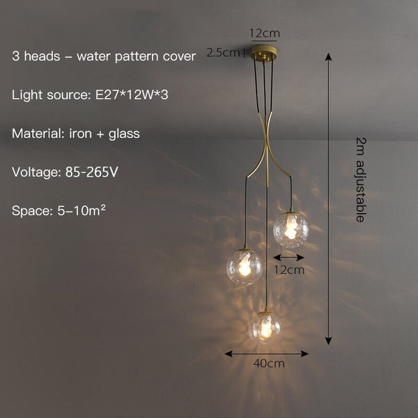 Glass Ball Pendant Chandelier: Elegant Lighting Fixture-Staircase Chandelier