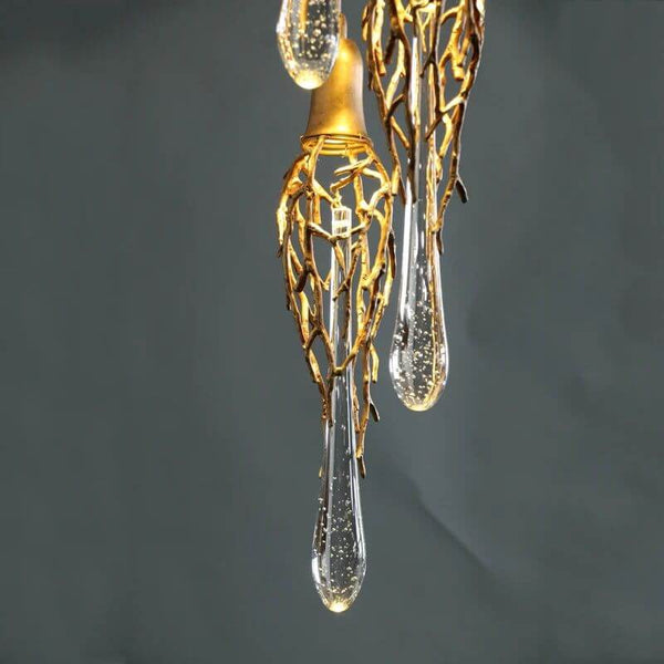 Glass Drops Brass Crystal Staircase Chandelier Lighting-Staircase Chandelier