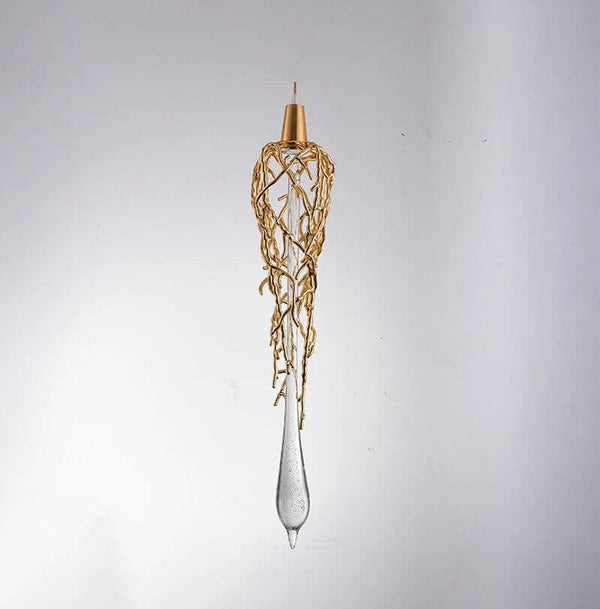 Glass Drops Brass Crystal Staircase Chandelier Lighting-Staircase Chandelier