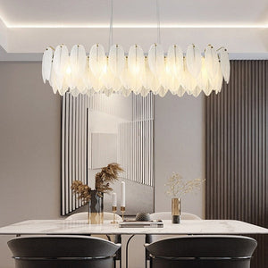 Glass Feather Chandelier: Elegant Lighting Fixture-Ceiling Chandelier