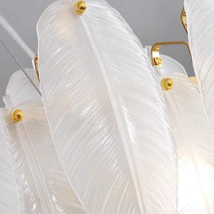 Glass Feather Chandelier: Elegant Lighting Fixture-Ceiling Chandelier