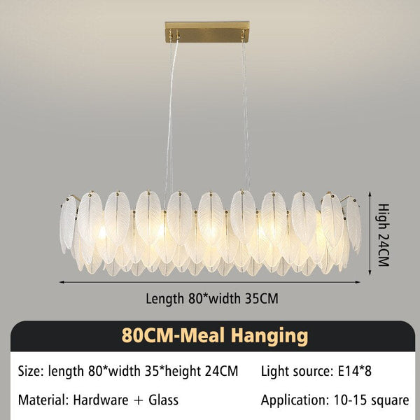 Glass Feather Chandelier: Elegant Lighting Fixture-Ceiling Chandelier