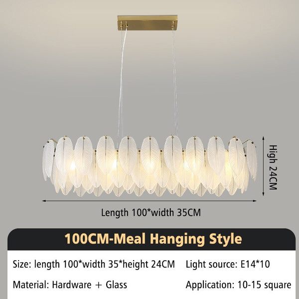 Glass Feather Chandelier: Elegant Lighting Fixture-Ceiling Chandelier