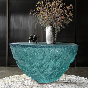 Glass Resin Rocky Glacier Designer Coffee Table-Coffee Table