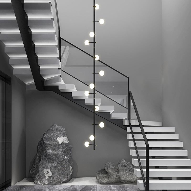 Globe Stems Chandelier: Exquisite Lighting Fixture-Staircase Chandelier