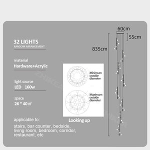 Globe Stems Chandelier: Exquisite Lighting Fixture-Staircase Chandelier