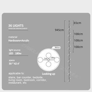 Globe Stems Chandelier: Exquisite Lighting Fixture-Staircase Chandelier