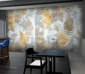 Gold Autumn Leaf Geometric Wallpaper Mural-Geometric Shapes Wallpaper