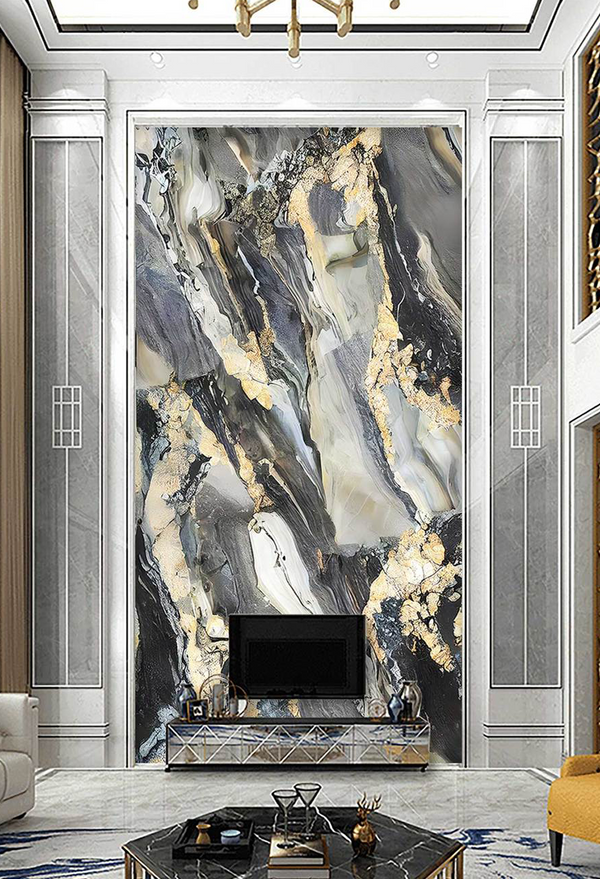 Gold & Black Stone Design - Marble Wallpaper Murals-Marble Design Wallpaper