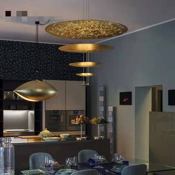 Gold Foil Brushed Nickel Lobby Chandelier-Ceiling Chandelier