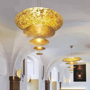 Gold Foil Brushed Nickel Lobby Chandelier-Ceiling Chandelier