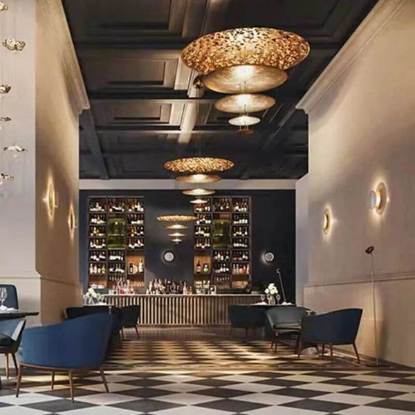 Gold Foil Brushed Nickel Lobby Chandelier-Ceiling Chandelier