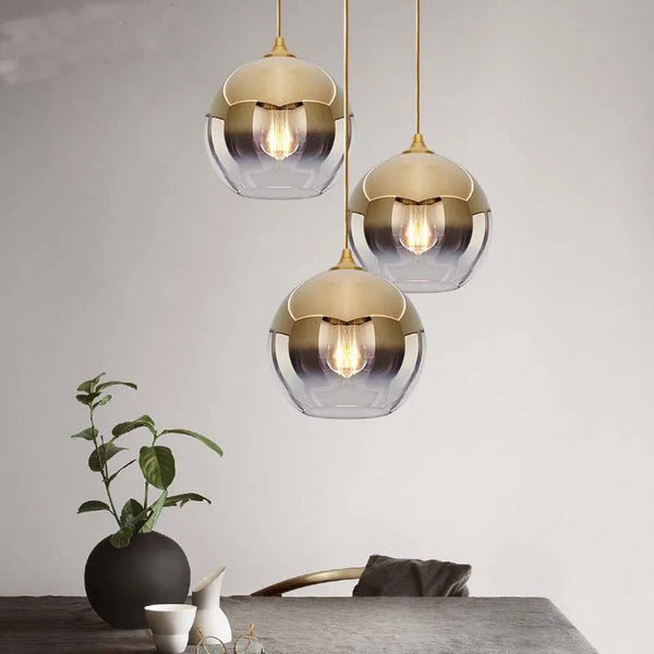 Gold Silver Glass Ball Pendant Light - Elegant Illumination for Your Space-Pendant Lights