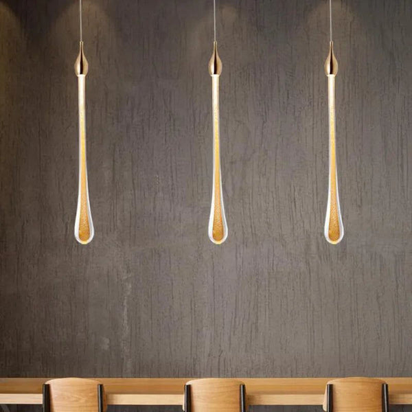 Gold Water Drop Crystal Pendant LED Chandelier Lighting-Staircase Chandelier