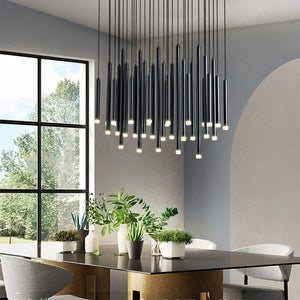 Gold and Black Long Tubes LED Chandelier Light-Chandeliers