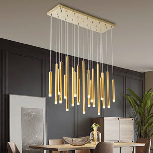 Gold and Black Long Tubes LED Chandelier Light-Chandeliers