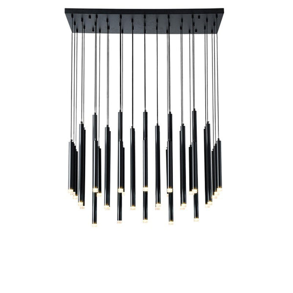 Gold and Black Long Tubes LED Chandelier Light-Chandeliers
