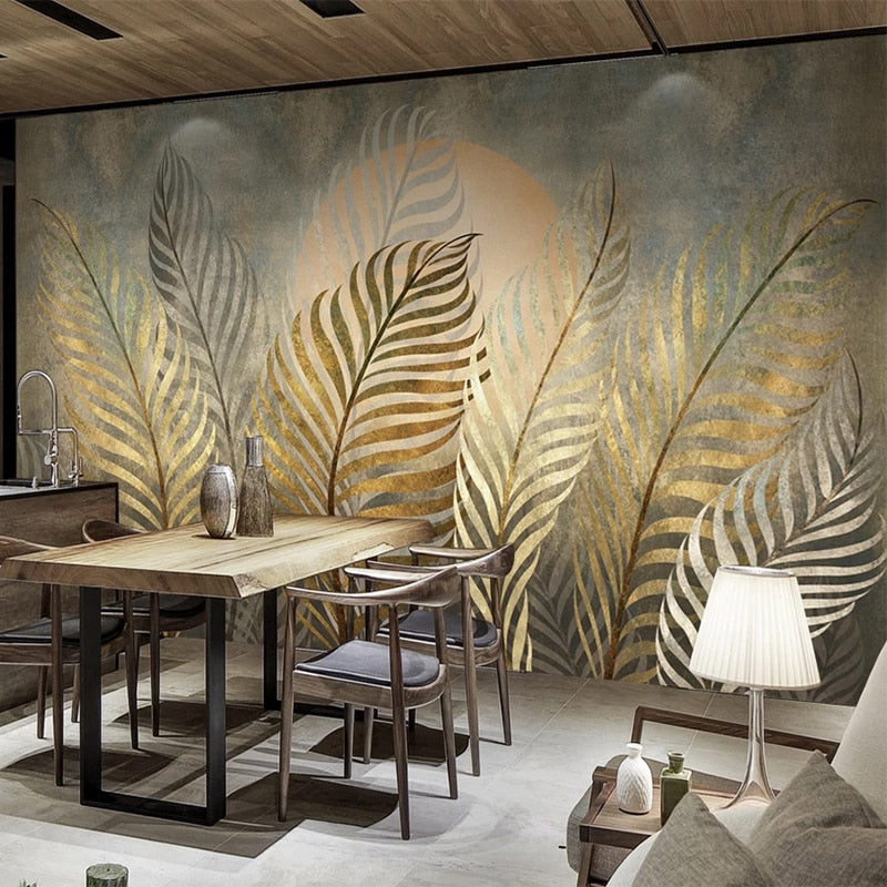 Golden Leaf Wallpaper: The Ultimate Home Décor Mural-Flower & Leaf Wallpaper