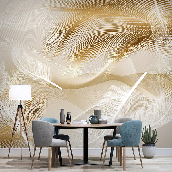 Golden Leaves Wallpaper Mural - Transform Your Space-Flower & Leaf Wallpaper